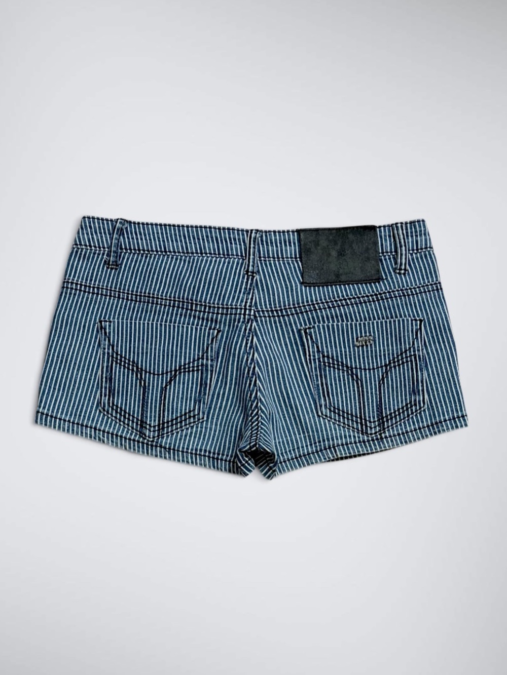 Vintage Miss Sixty Low Rise Pinstripe Micro Shorts Denim Hot Pants Y2K